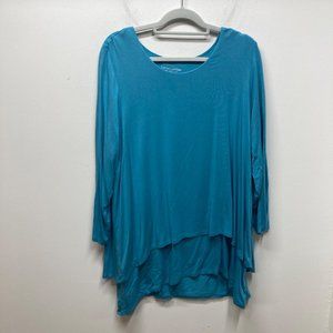 Soft Surroundings plus size blue long sleeve lagenlook soft blouse 1x